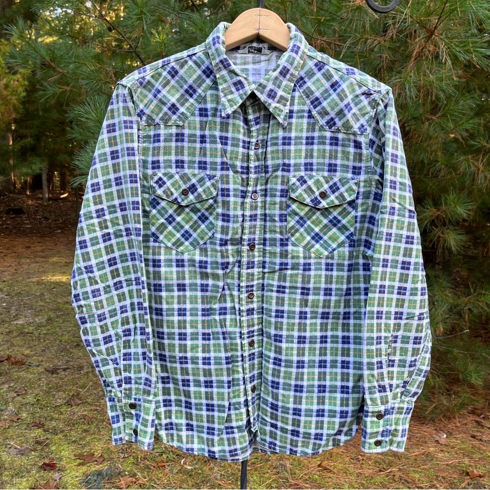 70s Landlubber Plaid Flannel Shirt Grunge